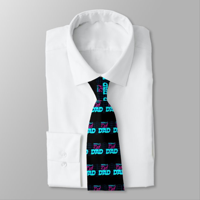 Totally Rad Dad Funny Father's Day 80s Gift Tie (Tied)