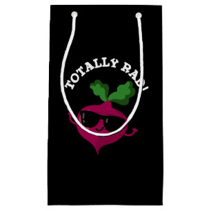 Totally Rad Funny Veggie Radish Pun Dark BG Small Gift Bag