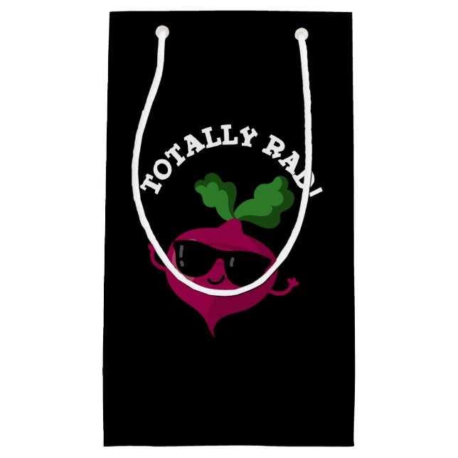 Totally Rad Funny Veggie Radish Pun Dark BG Small Gift Bag (Front)