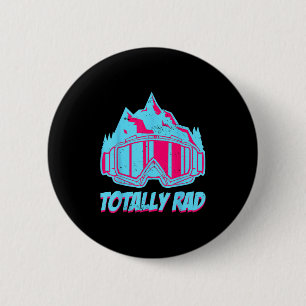 Totally Rad, Goggles Retro Ski Vintage 80s 90s Ski 2 Inch Round Button