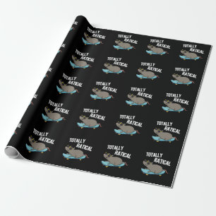 Totally Ratical Funny Rat Pun Dark BG Wrapping Paper