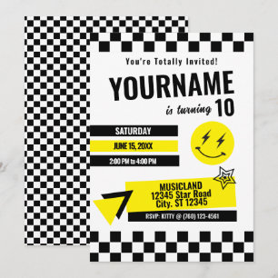 Totally Retro Birthday Invitation (Yellow)