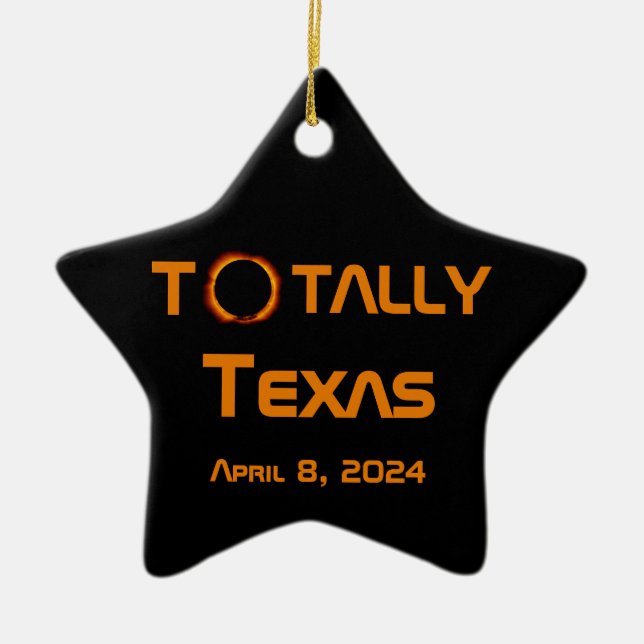 Totally Texas 2024 Solar Eclipse Ceramic Ornament (Front)