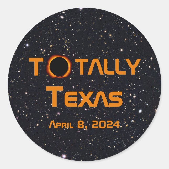 Totally Texas 2024 Solar Eclipse Classic Round Sticker (Front)