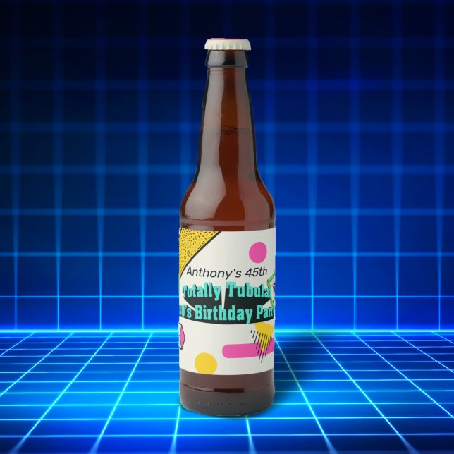 Totally Tubular 80's Birthday Party Beer Bottle Label (Creator Uploaded)