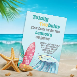 Totally Twobular Two Cool Surf 2nd Birthday  Invitation