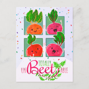 Totally Unbeetable Motivational Quote Pun Postcard