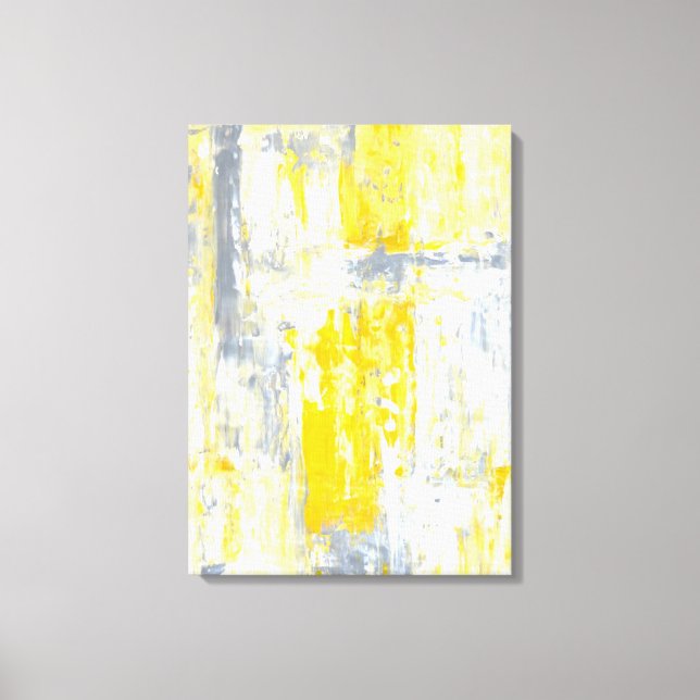 'Totally Unique' Grey and Yellow Abstract Art Canvas Print (Front)