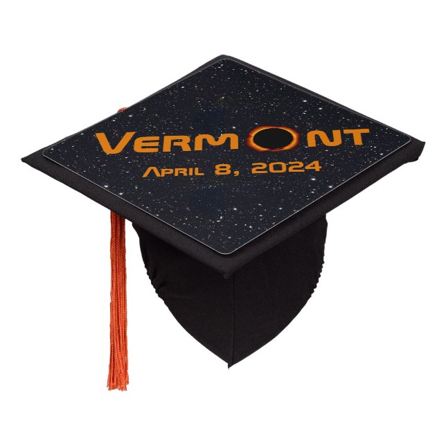 Totally Vermont 2024 Solar Eclipse  Graduation Cap Topper (Angled)