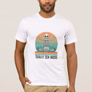 Totally Zen Inside Meditating Skeleton Retro T-Shirt
