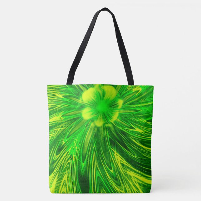 Tote Abstract Lines Green Flower Bag (Front)