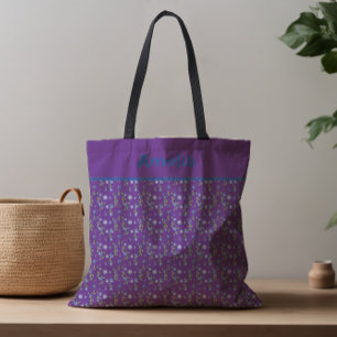 Tote Bag С ute Blueberry aquarelle motif nom pourpre