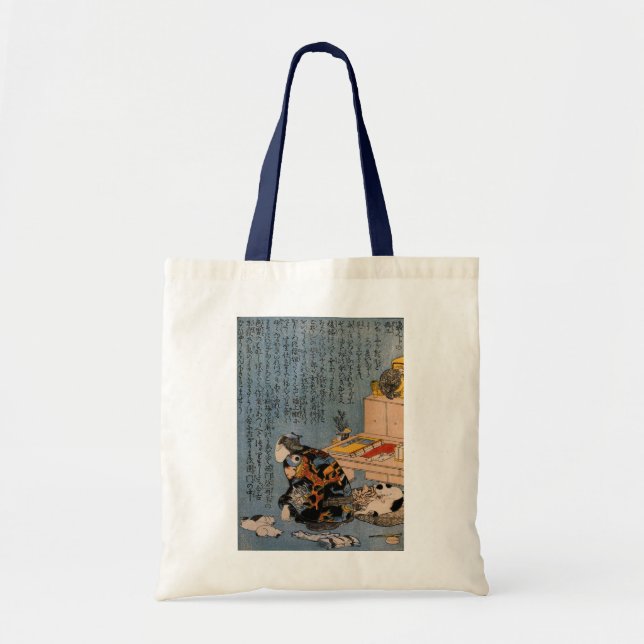 Tote Bag 猫好きな絵師の自画像, peintre de 国芳 qui aime des chats, (Devant)
