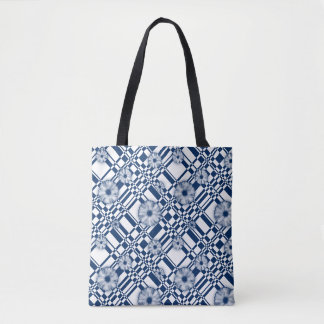 Tote Bag 001 chèque motif de fleurs