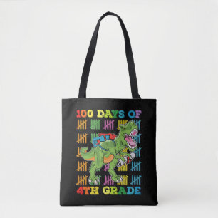 Tote Bag 100 Jours De 4E Année T Rex Dinosaur School