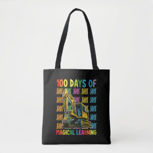 Tote Bag 100 Jours d'école de pelles mécaniques d'apprentis