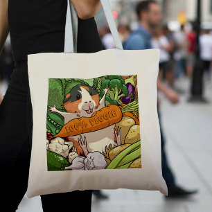 Tote Bag 100% Veggie Joyeux Cochon De Guinée Avec Carotte