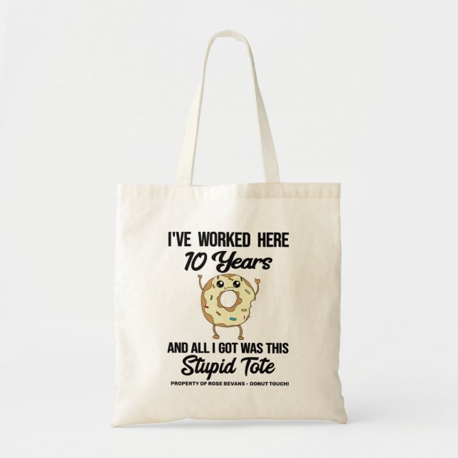Tote Bag 10 ans d'anniversaire de travail Personnalisé avec (Devant)