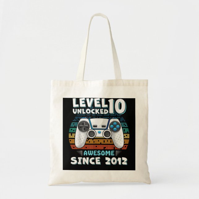 Tote Bag 10ans Anniversaire Fils Garçon Amusant Gamer 10e 1 (Devant)