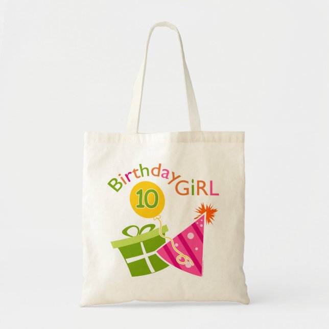 Tote Bag 10e anniversaire - Anniversaire fille (Devant)