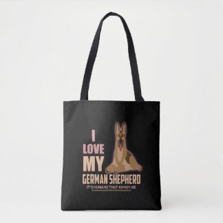 Tote Bag 11 J'aime Mon berger allemand C'est des humains qu