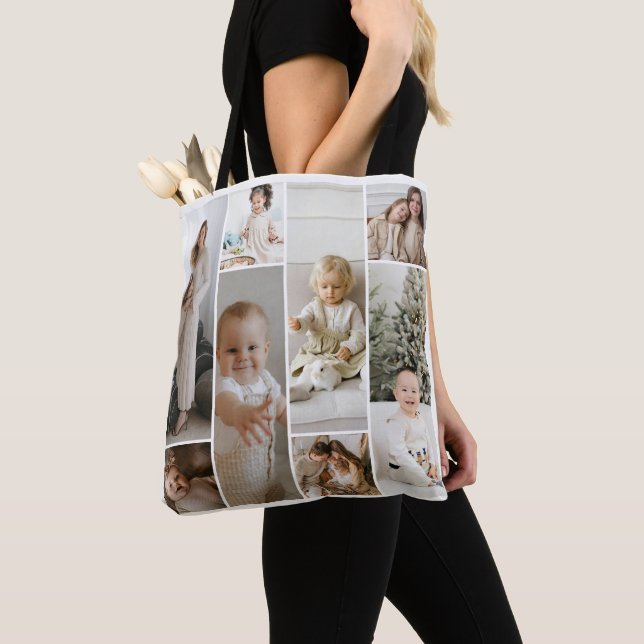Tote Bag 11 Photo collage modèle personnalisé (De près)