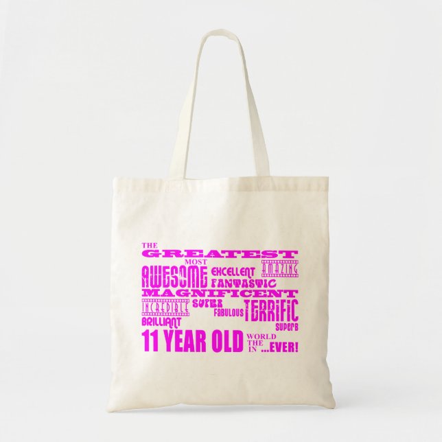 Tote Bag 11èmes anniversaires de filles : Plus grands 11 (Devant)