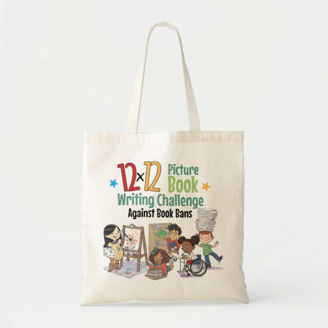Tote Bag 12 x 12 Contre les Boîtes de livre Caractère crème (Devant)