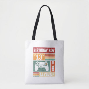 Tote Bag 13e anniversaire Garçon temps de monter à niveau J