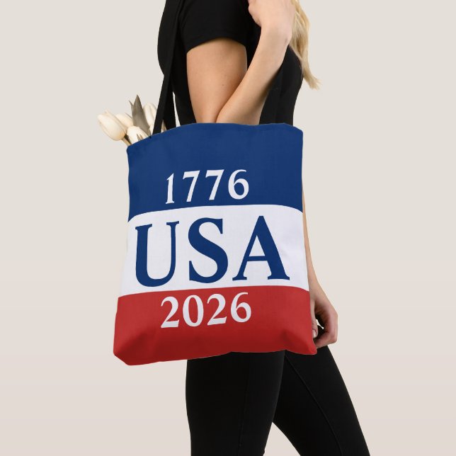 Tote Bag 1776 USA 2026 Red White and Blue Patriotic (De près)