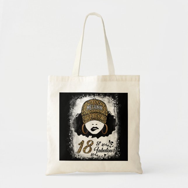 Tote Bag 18 Ans Fabuleux Melanin Girl Leopard 18th Bi (Devant)