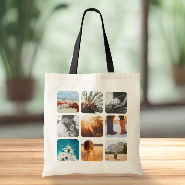 Tote Bag 18 Photo Double face noir Poignée Porte-bagages (Créateur téléchargé)