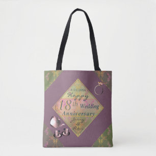 Tote Bag 18e anniversaire Mariage de la porcelaine Fourre-t