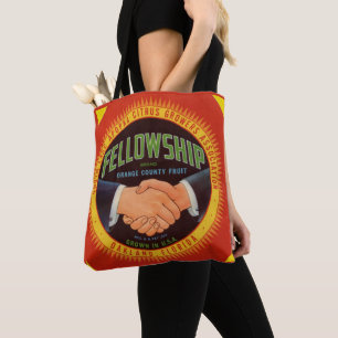 Tote Bag 1930s Bourse Orange Pays Agrumes imprimer étiquett