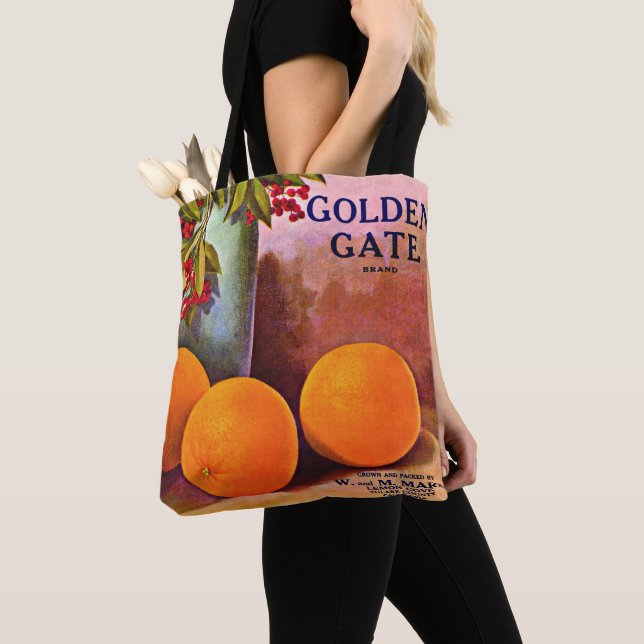 Tote Bag 1950 Golden Gate Marque orange crate étiquette (De près)