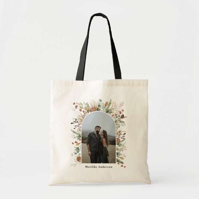 Tote Bag 1 arche photo aquarelle botanique floral élégant (Devant)