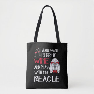Tote Bag 1 Boire Du Vin Et Jouer Avec Mon Beagle