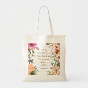 Tote Bag 1 Corinthiens 13:13 Foi Espoir Amour Bible Verse