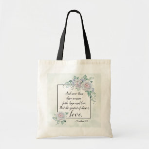 Tote Bag 1 Corinthiens 13:13 Foi Espoir Amour, Bible Verse