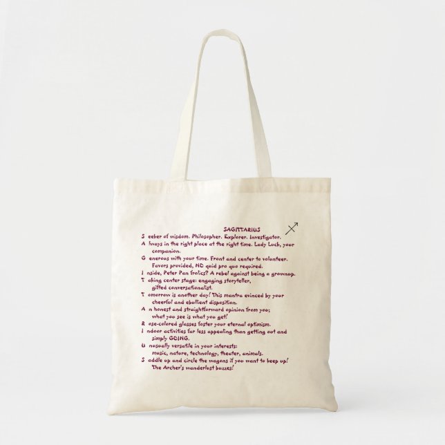 Tote Bag 1-SAGITTARIUS 22 novembre - 21 décembre poème de (Devant)