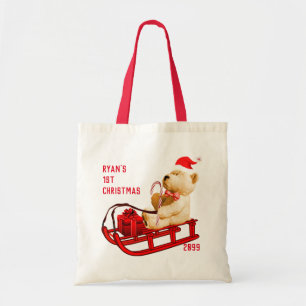 Tote Bag 1st Christmas Sled & Teddy Bear Gift Tote Bags