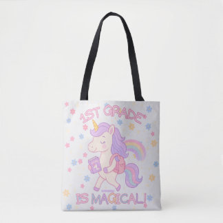 Tote Bag 1st Grade is Magical Back to School Unicorn Pastel