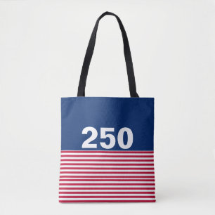 Tote Bag 250 ans de la USA Rouge Blanc et Bleu