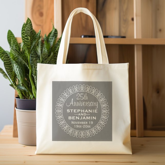 Tote Bag 25e anniversaire du Mariage Personnalisé (Personalized Tote Bag - 25th Wedding Anniversary)