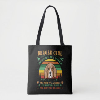 Tote Bag 26 Fille Beagle l'âme le feu le coeur le muet