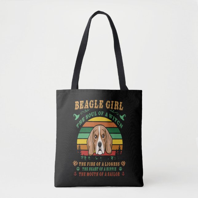 Tote Bag 26 Fille Beagle l'âme le feu le coeur le muet (Devant)