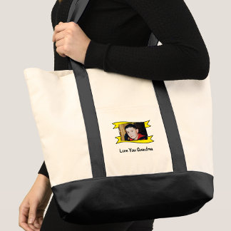 Tote Bag 2 photos amour vous grand-mère jaune
