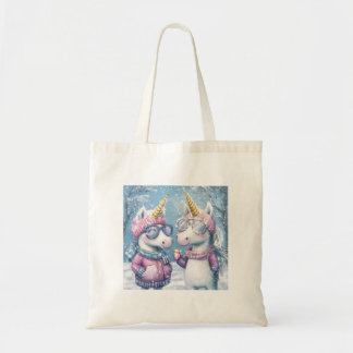 Tote Bag 2 Unicorne en tenue de neige