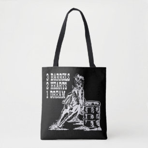 Tote Bag 3 Barils 2 Coeurs 1 Dream Barrel Racing