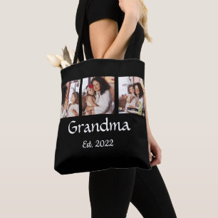 Tote Bag 3 Collage Photo Grand-mère Noir Blanc Établie